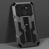 Voor LG K31 Vanguard Warrior All-inclusive tweekleurige schokbestendige TPU + pc-beschermhoes met houder (zwart)