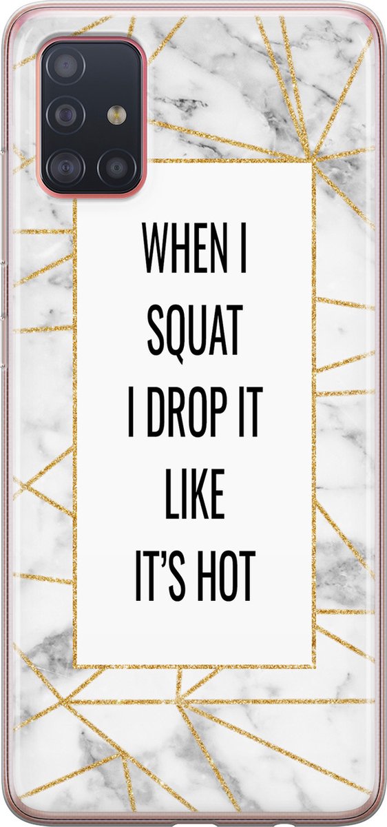 Leuke Telefoonhoesjes - Hoesje geschikt voor Samsung Galaxy A51 - Fitness quote squats - Soft case - TPU - Tekst - Grijs
