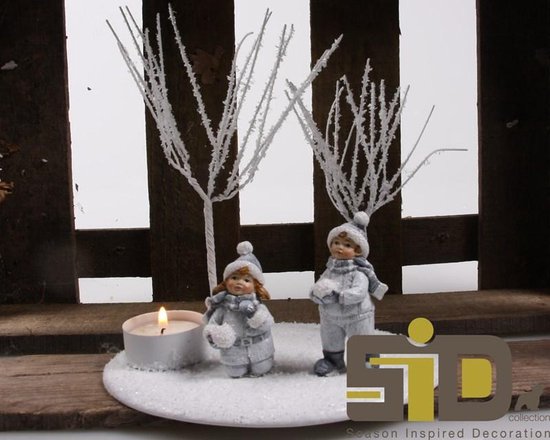 Kaarsenhouder jongen+meisjes 12x9x12 cm