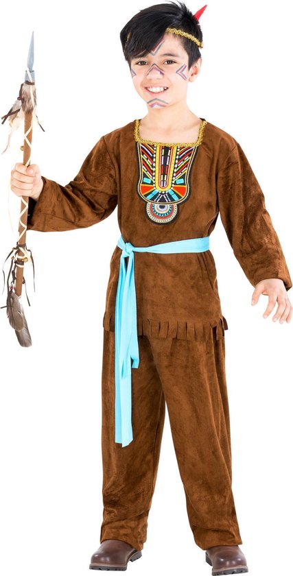 dressforfun - jongenskostuum indiaan kleine berenpoot 128 (8-10y) - verkleedkleding kostuum halloween verkleden feestkleding carnavalskleding carnaval feestkledij partykleding - 300614