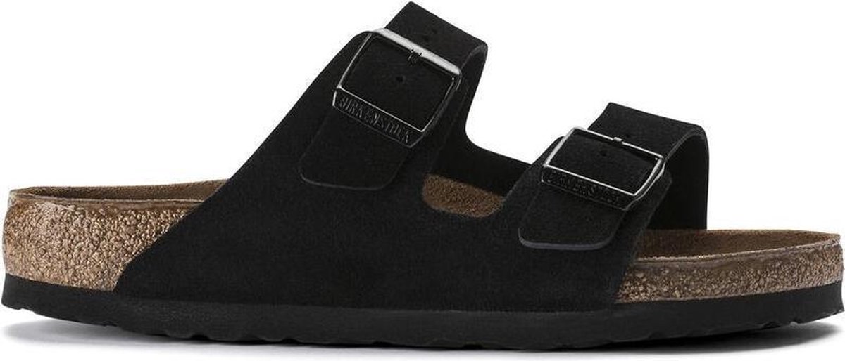 Birkenstock Arizona suède zacht voetbed narrow sandalen uni 951323 Zwart