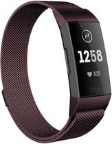 Milanees Smartwatch bandje - Geschikt voor  Fitbit Charge 4 Milanese band - bruin - Maat: S - Horlogeband / Polsband / Armband