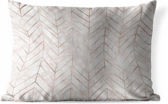 Coussins d'extérieur - Jardin - Motif Luxe de lignes fines et dorées sur fond de marbre rose - 60x40 cm