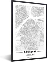 Fotolijst incl. Poster - Stadskaart Dordrecht - 20x30 cm - Posterlijst - Plattegrond