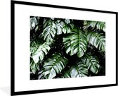 Fotolijst incl. Poster - Monstera met een donkere achtergrond - 90x60 cm - Posterlijst