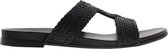 Tango | Mila 517-b black leather braided slippers - black sole | Maat: 42