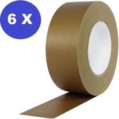 6 x Ecologische Kraft Tape 50mm x 50 meter | Papieren Plakband | Ecotape | Paper tape | Verpakkingstape papier