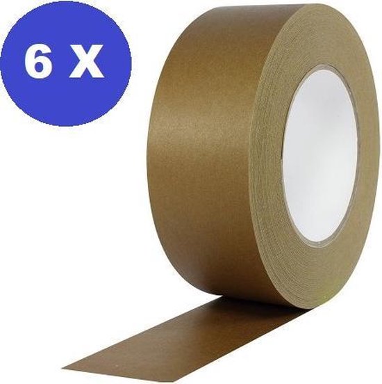 6 x Ecologische Kraft Tape 50mm x 50 meter | Papieren Plakband | | Paper tape... | bol.com