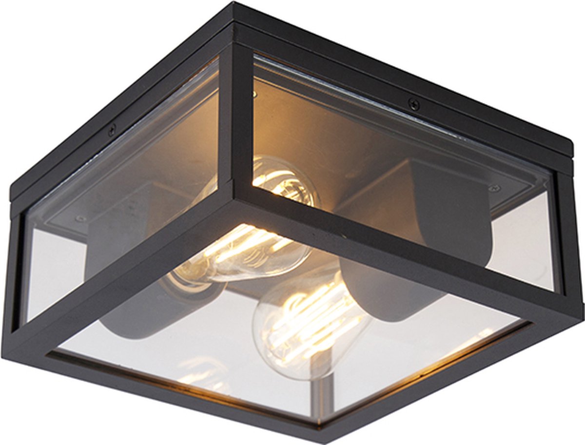 QAZQA charlois - Design Plafondlamp voor buiten - 2 lichts - L 24 cm - Zwart - Buitenverlichting - QAZQA