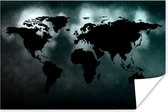 Carte du monde noire sur fond sombre aux couleurs turquoise 30x20 cm