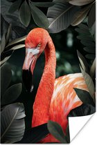 Flamingo tussen de bladeren 40x60 cm - Foto print op Poster (wanddecoratie woonkamer / slaapkamer)