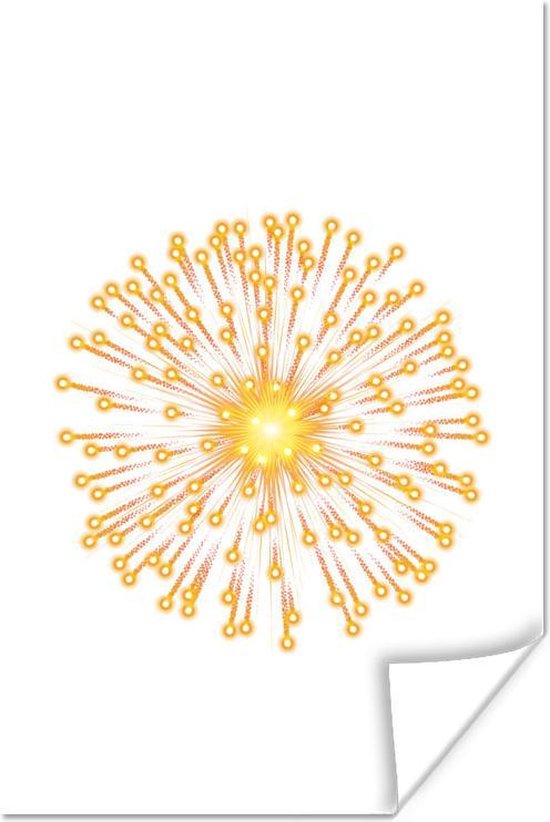 Poster Illustratie van goud vuurwerk op een witte achtergrond - 20x30 cm