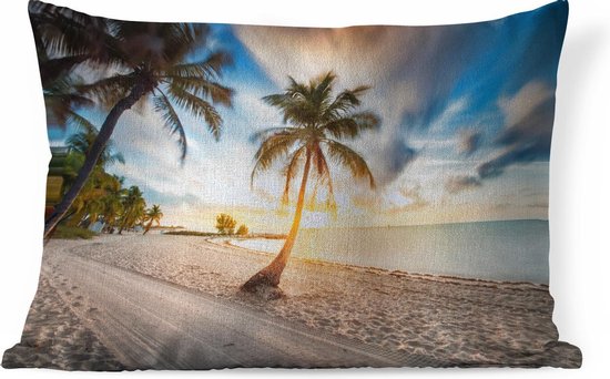 Sierkussens - Kussen - De zon gaat onder bij een tropisch strand - 60x40 cm - Kussen van katoen