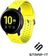 Siliconen Smartwatch bandje - Geschikt voor  Samsung Galaxy Watch Active / Active2 siliconen bandje met gaatjes - geel - Strap-it Horlogeband / Polsband / Armband