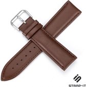 Leer Smartwatch bandje - Geschikt voor Strap-it Garmin Vivoactive 4s leren band - 40mm - roodbruin - bandbreedte 18mm - Strap-it Horlogeband / Polsband / Armband
