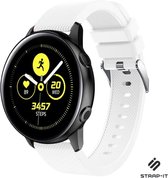 Siliconen Smartwatch bandje - Geschikt voor  Samsung Galaxy Watch Active / Active 2 silicone band - wit - Strap-it Horlogeband / Polsband / Armband