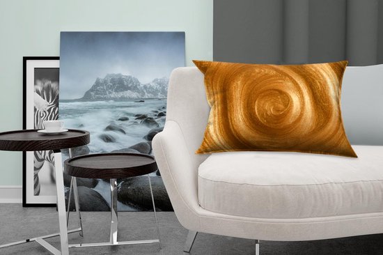 Sierkussens - Kussen - Een vortex in goudkleurige verf - 60x40 cm - Kussen van katoen