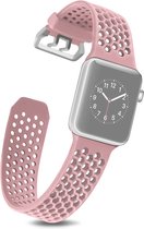 By Qubix Bandje met gaatjes - Lichtroze - Geschikt voor Apple Watch 42mm - 44mm - 45mm - Ultra - 49mm - Compatible Apple watch bandje - smartwatch