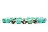 Beaddhism - Armband - Big Turquoise -  BT1222.3 - Sterling Zilver - 10 mm - 23 cm