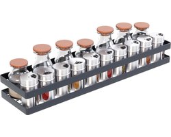 Noswo Kruidenrek Ophangbaar - Kruidenrek Voor Kruidenpotjes - Keukenrek Hangend - 50 cm - Zwart