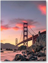 Golden Gate Bridge - zonsondergang - San Francisco, Californië - 30x40 Canvas Staand - Landschap