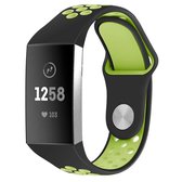 Fitbit Charge 3 & 4 Sport Band 2 Kleuren  Zwart Groen - Maat: ML