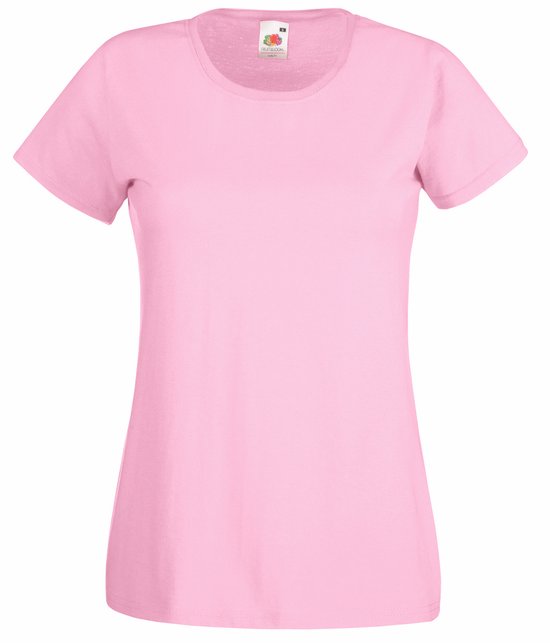 T-shirt rose pâle pour femme à manches courtes Fruit of the Loom, avec col rond.