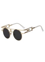 KIMU ronde STEAMPUNK zonnebril retro goud - zwarte glazen rond vintage