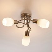 Lindby - LED plafondlamp - 3 lichts - glas, metaal - H: 25 cm - E14 - wit, gesatineerd nikkel - Inclusief lichtbronnen