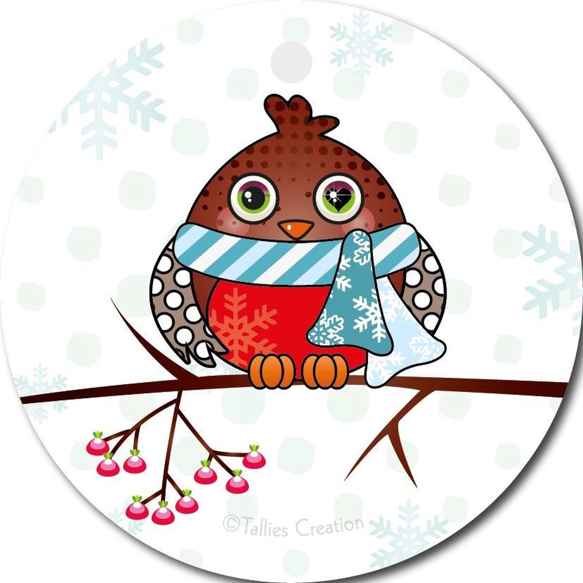 Tallies Cards - kadokaartjes - bloemenkaartjes - Blanco Roodborstje - Popart - set van 5 kaarten - kerst - kerstfeest - kerstmis - kerstgroet - feestdagen - 100% Duurzaam
