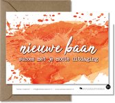 Tallies Cards - greeting  - wenskaarten - Nieuwe Baan - Aquarel  - Set van 4 ansichtkaarten - felicitatie - nieuwe baan - nieuwe zaak - promotie - Inclusief kraft envelop - 100% Du