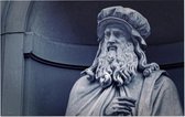 Standbeeld van Leonardo da Vinci in Florence - Foto op Forex - 45 x 30 cm