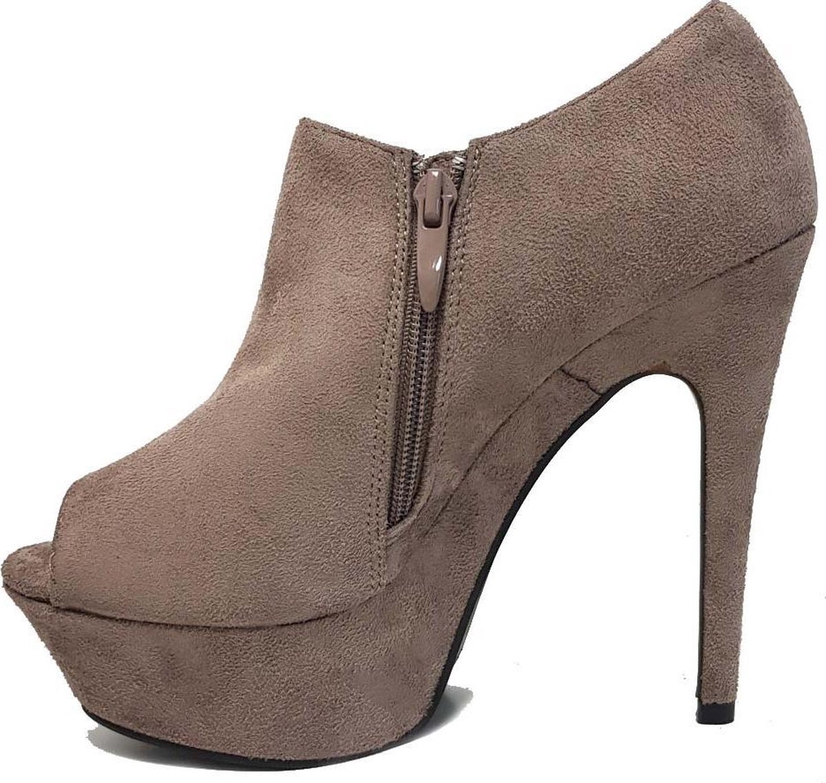 Stijlvolle pumps hoge hakken met open teen - Lichtbruin | bol.com