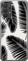 Samsung A32 4G hoesje siliconen - Palm leaves silhouette | Samsung Galaxy A32 4G case | zwart | TPU backcover transparant