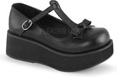 Sprite-03 shoe with T-strap, buckle and bow detail matt black - (EU 39 = US 9) - Demonia