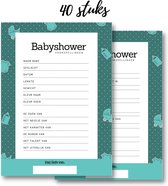 Jeux Babyshower : 40 pièces Cartes à remplir Babyshower - Prédire quel Bébé arrive - Format A5