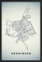 Poster Stad Groningen A4 - 21 x 30 cm (Exclusief Lijst) Citymap - Stadsposter Grunn - Plaatsnaam Poster