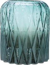 TheeLichthouder Glas Rond - WaxineLichthouder -  BlauwGroen  - ø15cm