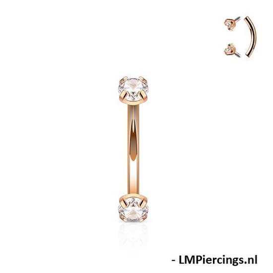 Piercing courbe griffe plaqué or rose