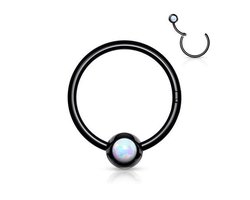 Piercing opal clicker 1.2x10 - zwart - LMPiercings