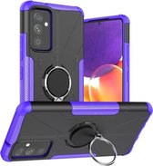 Voor Samsung Galaxy A82 5G Machine Armor Bear schokbestendig PC + TPU beschermhoes met ringhouder (paars)