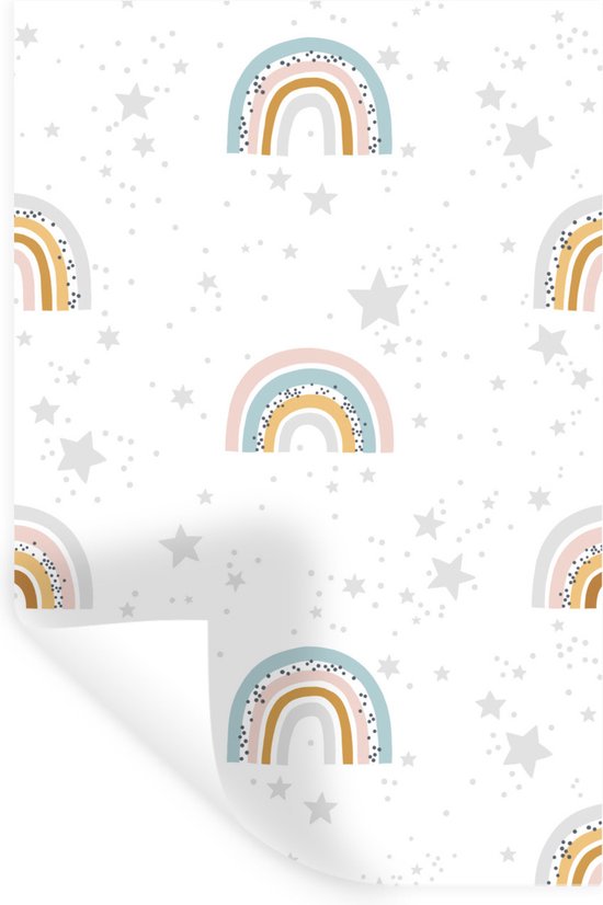 Muurstickers - Sticker Folie - Patroon - Regenboog - Pastel - 20x30 cm - Plakfolie - Muurstickers Kinderkamer - Zelfklevend Behang - Zelfklevend behangpapier - Stickerfolie