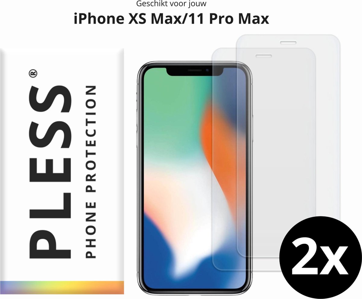 iPhone XS Max Screenprotector Glas - 2x - Pless®