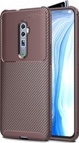 Voor Xiaomi Redmi Note 8 Pro Carbon Fiber Texture Shockproof TPU Case (Bruin)