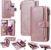 Voor Galaxy S20 multifunctionele retro afneembare magnetische horizontale flip lederen tas met kaartsleuven en houder en portemonnee en fotolijst (roze)
