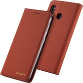 Voor Galaxy A40 LC.IMEEKE LC-002-serie Skin Hand Feeling PU + TPU horizontale flip lederen tas met houder en kaartsleuf en portemonnee (bruin)