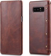 Voor Galaxy Note 8 Denior Oil Wax koeienhuid eenvoudige horizontale flip lederen tas met kaartsleuven en portemonnee (bruin)