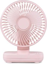 D606 4W USB oplaadbare draagbare viertraps verstelbare automatische kopschudden desktopventilator (roze)