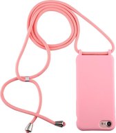 Voor iPhone 8/7 Candy Color TPU beschermhoes met lanyard (roze)