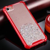 Voor iphone 6/6 s vierhoeken schokbestendig glitter poeder acryl + tpu beschermhoes (rood)
